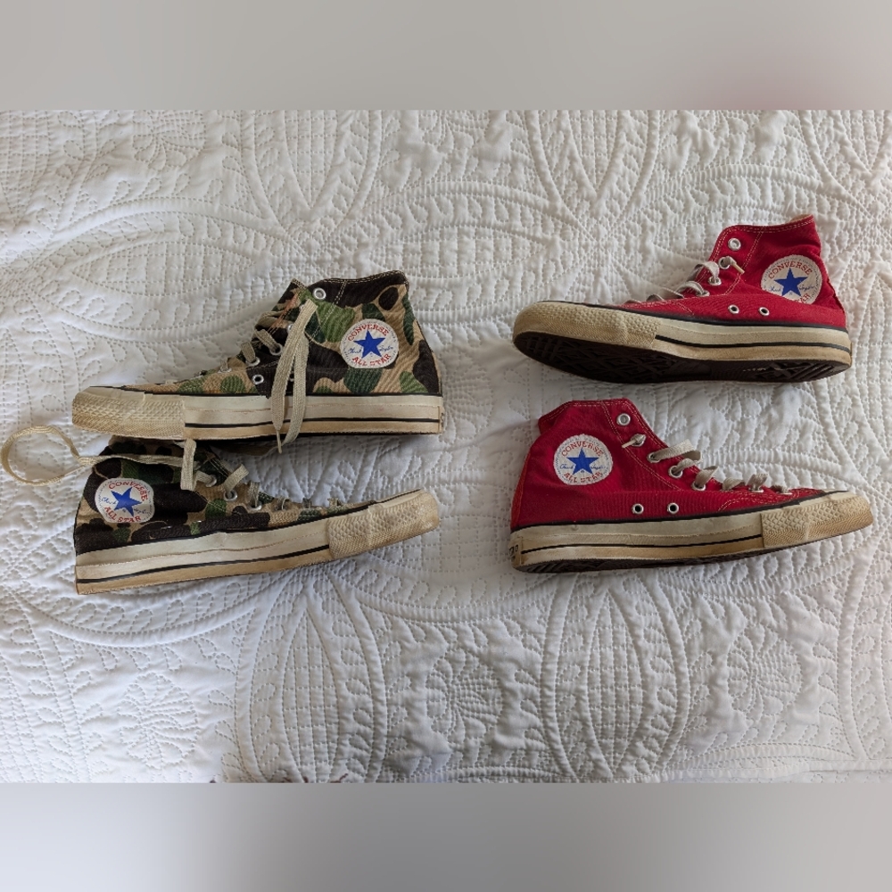 Converse High-Top Sneakers in Red and Camo